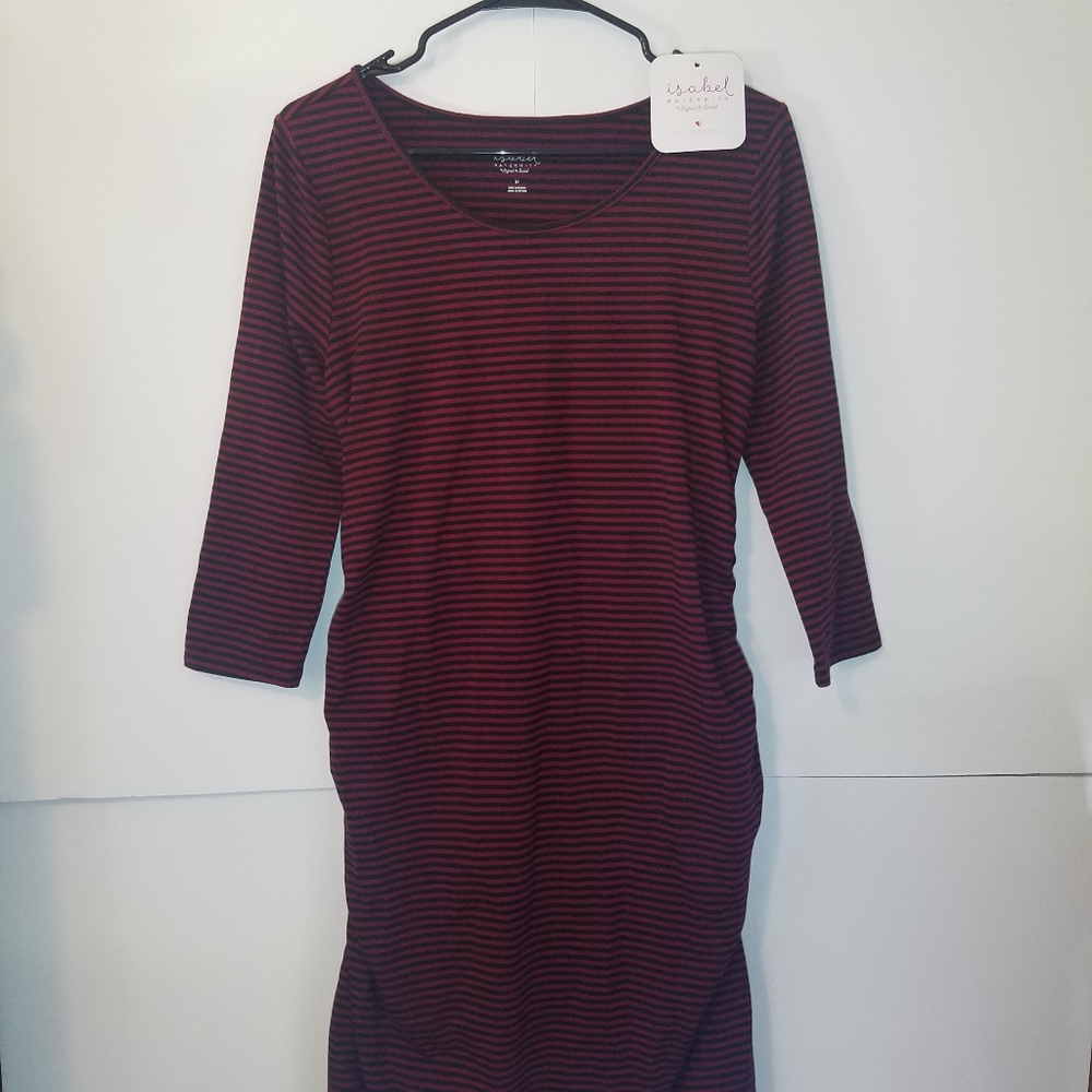 Isabel Maternity Striped T-Shirt Dress NWT